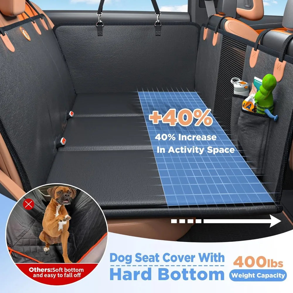 USA Stock Waterproof Dog Car Seat Cover for Back Seat with Hard Bottom Extender anti Scratch Safer Easy to Clean Holds 400Lbs