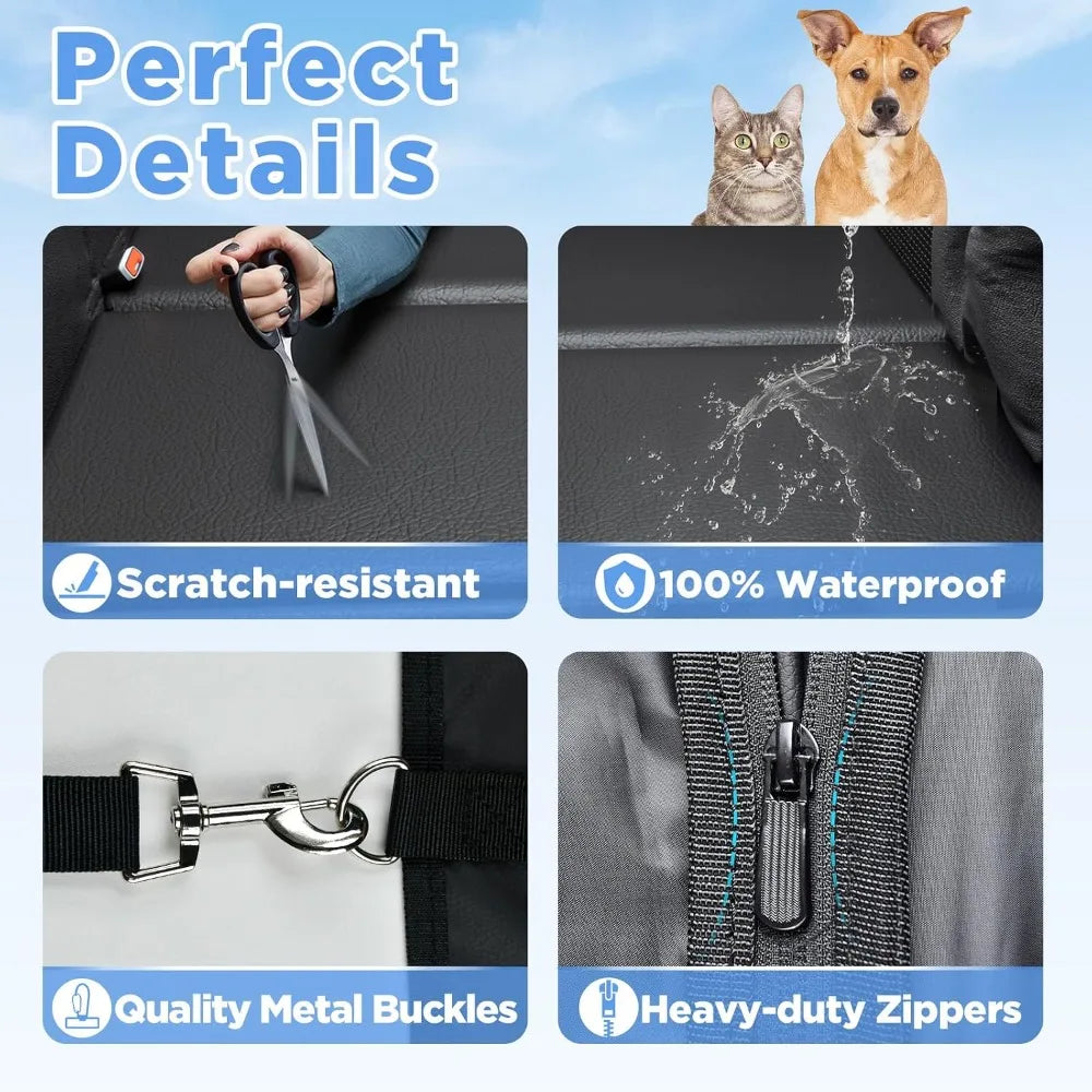 USA Stock Waterproof Dog Car Seat Cover for Back Seat with Hard Bottom Extender anti Scratch Safer Easy to Clean Holds 400Lbs