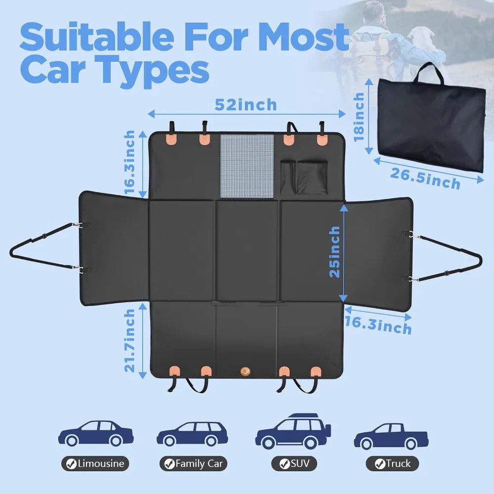 USA Stock Waterproof Dog Car Seat Cover for Back Seat with Hard Bottom Extender anti Scratch Safer Easy to Clean Holds 400Lbs